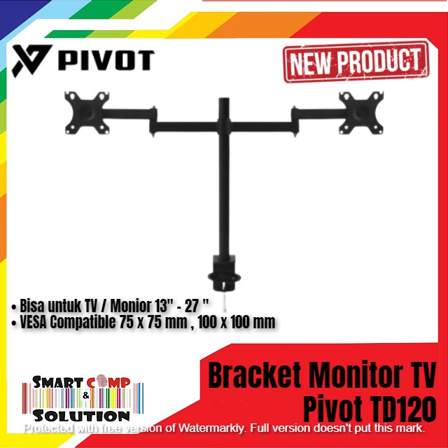 Bracket Dual Monitor TV VESA 75x75 100x100 - Braket TV Pivot TD120 / TD-120