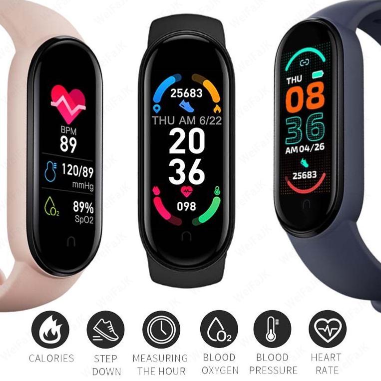 R4C9 SmartWatch M6 SmartBand Bluetooth Musik Kontrol Tahan Air Heart Rate SmartWatch KFK