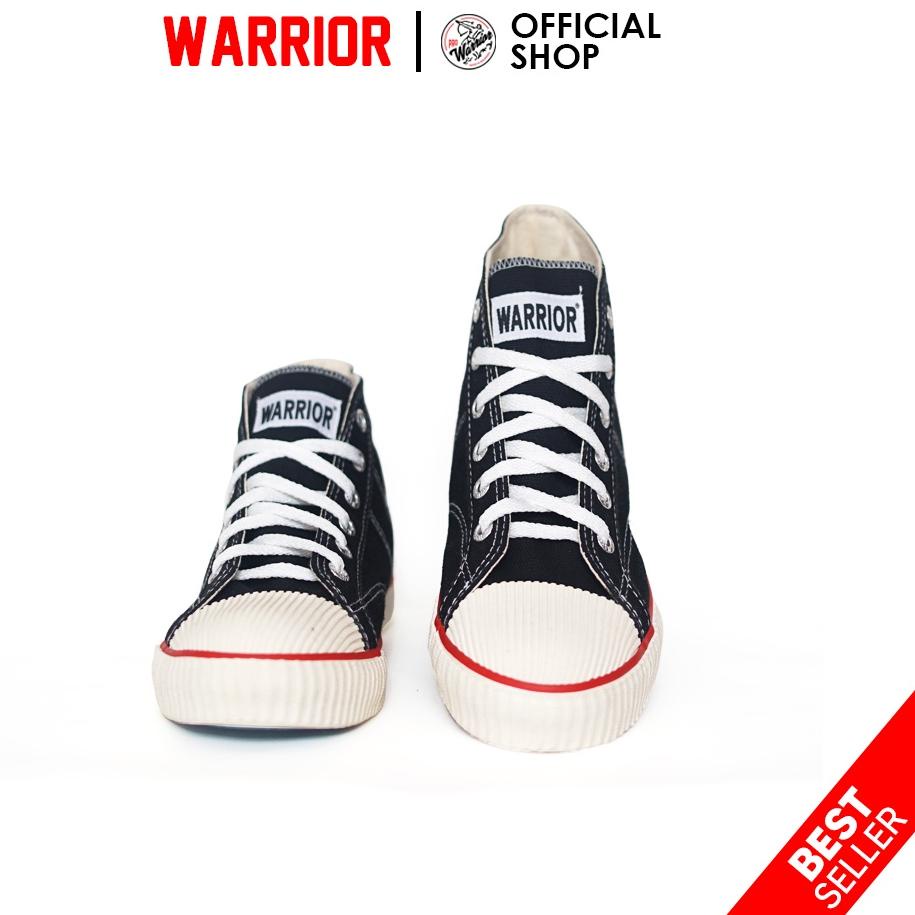 Langsung Kirim Warrior Classic Hitam Putih HC - Sepatu Sekolah Warrior Tinggi
