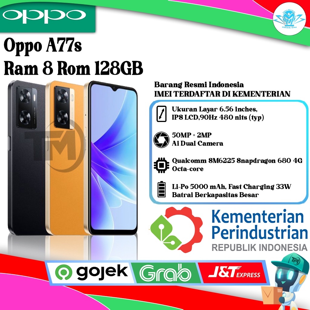 Oppo A77s Ram 8 Rom 128GB Segel Original & Bergaransi Resmi