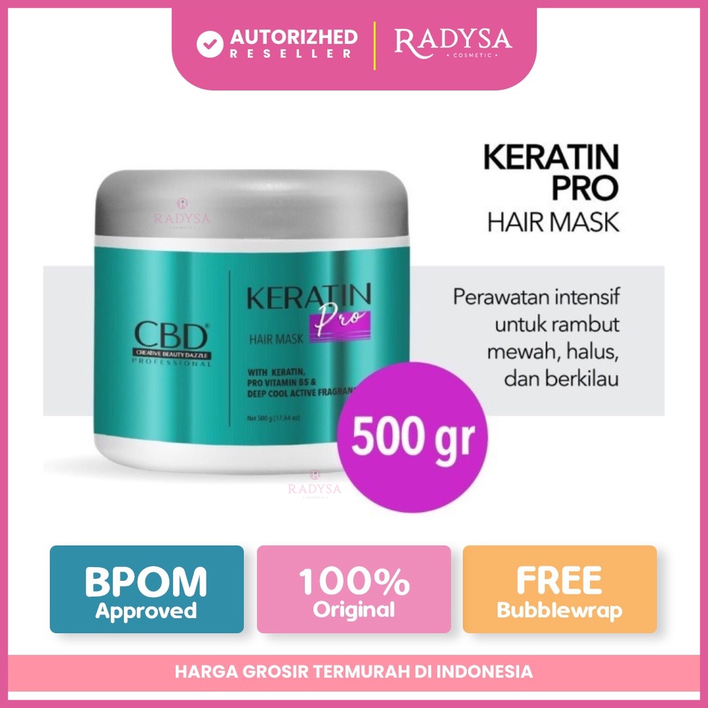RADYSA - CBD Professional Keratin Pro Daily Use Hair Mask (Masker Rambut/Treatment) 500gr