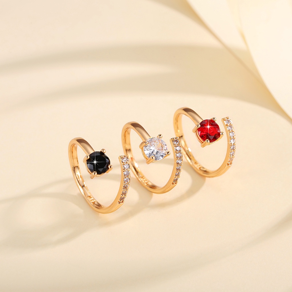 Y793 [COD✔]Cincin Lapis Gold Dengan Berlian Imitasi Dekorasi Batu Permata Fashion Aksesoris