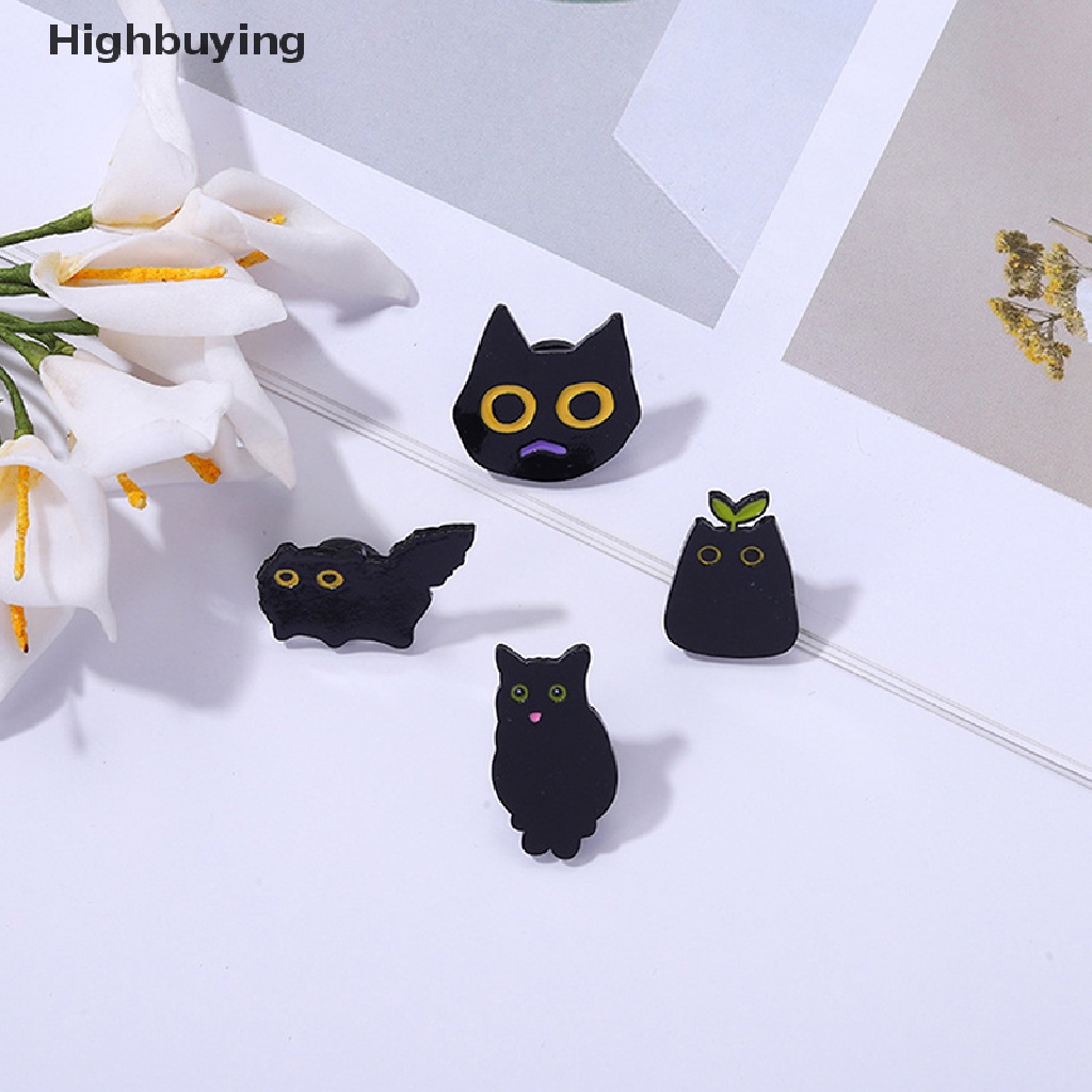 Bros Pin Enamel Desain Kartun Hewan Kucing Hitam Bahan Logam Gaya Punk Untuk Aksesoris Ransel Glory