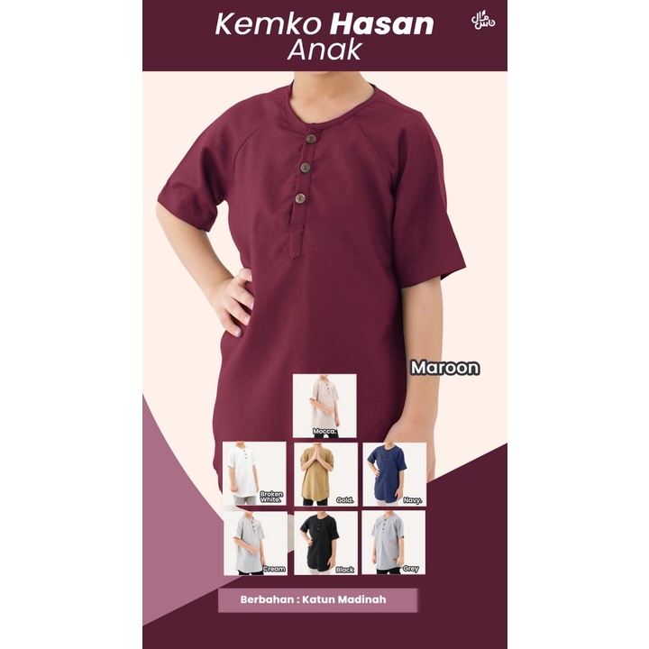 Nazeer Kurta Koko Anak Kemko Hasan Lengan Pendek Bahan Katun Madina