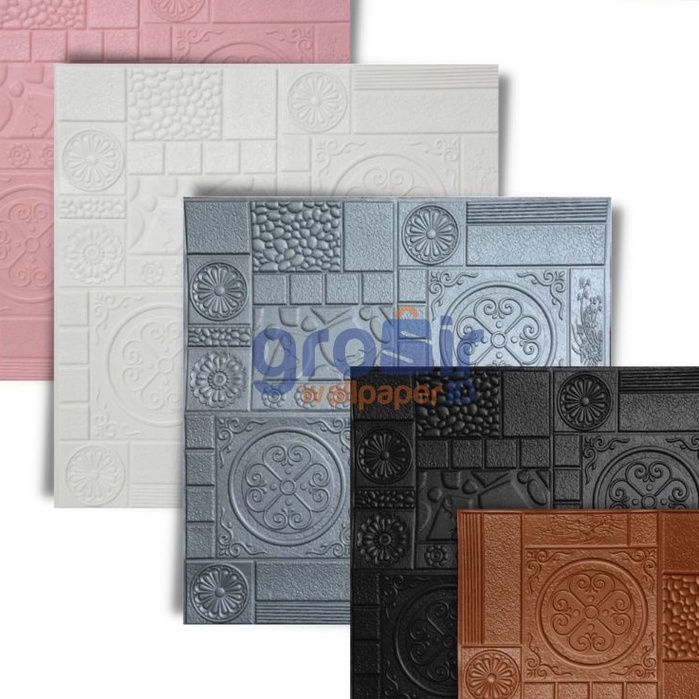 (COD) Termurah Wallpaper Kamar wallfoam 3D Emboss dinding premium quality High / wallfoam wallpaper busa 3D dapur ruang tamu kamar tidur XPE PE embossed Premium High Quality