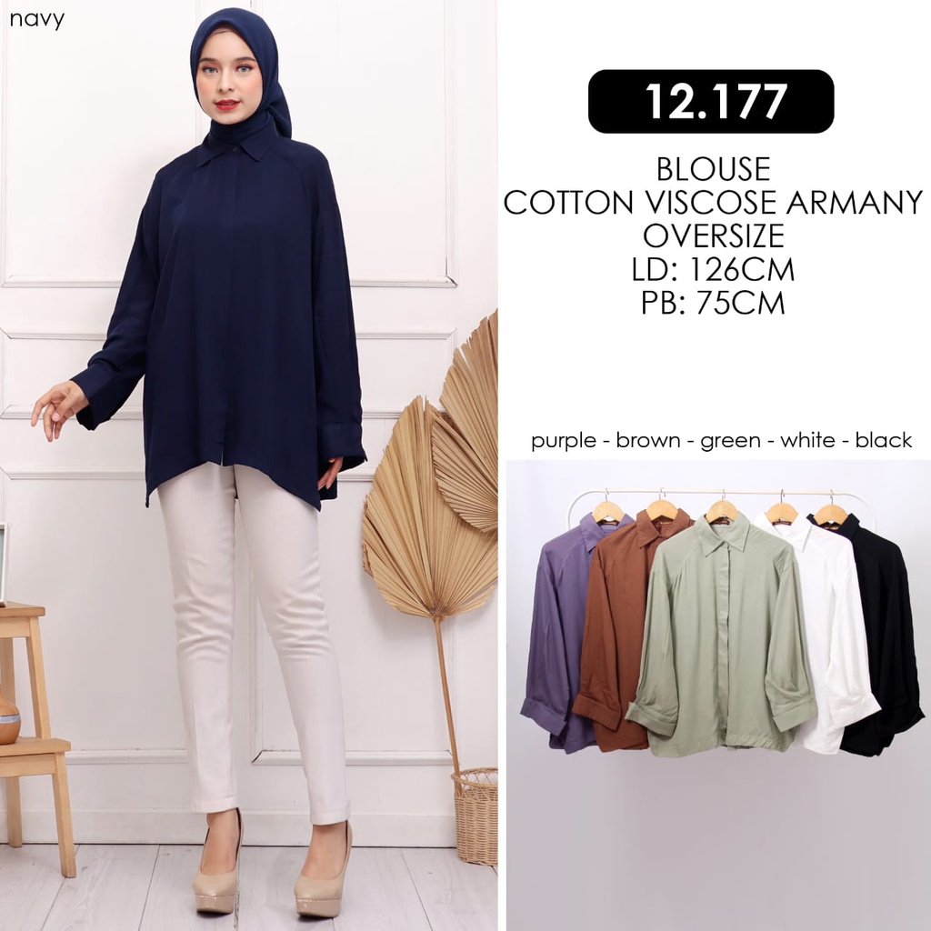 PGMTA - Blouse Jumbo YMD12177 Cotton Viscose Armany Import Wanita Fashion Hijab Terlaris Best Seller