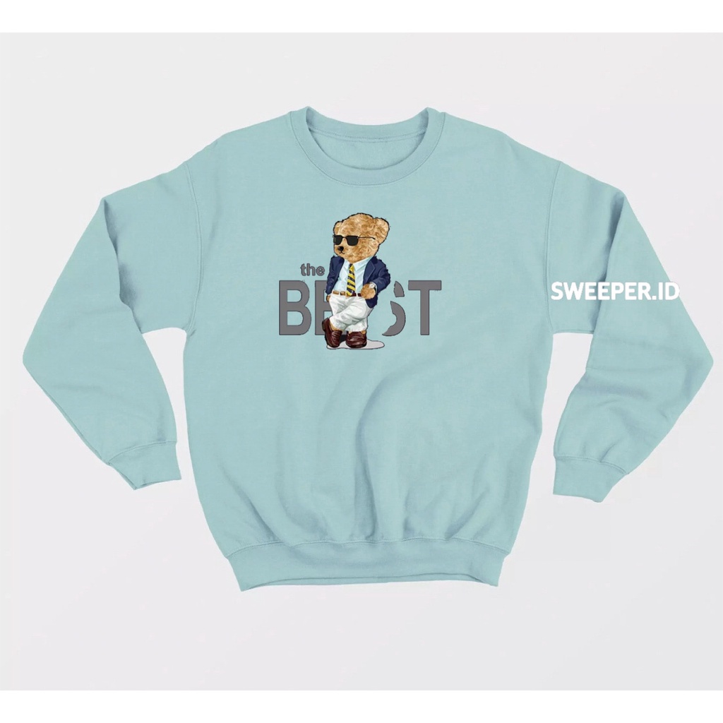 SWEATER CREWNECK TEDDYBEAR THE BEST BAHAN FLEECE BAHAN FLEECE