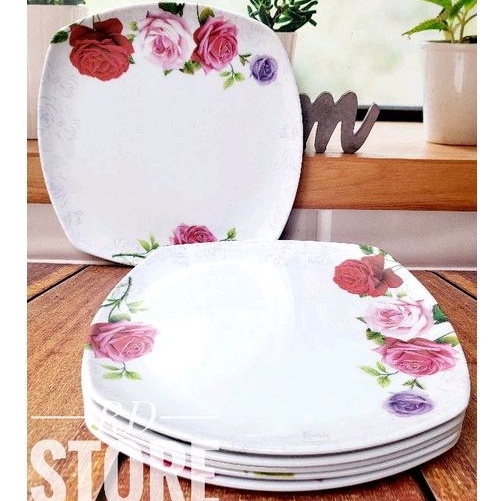 PROMO 6.PCS KOTAK PERSEGI MOTIF ROSE MELAMINE