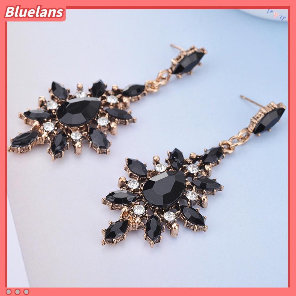 Bluelans Anting Tusuk Gantung Desain Snowflake Hias Berlian Imitasi Untuk Wanita