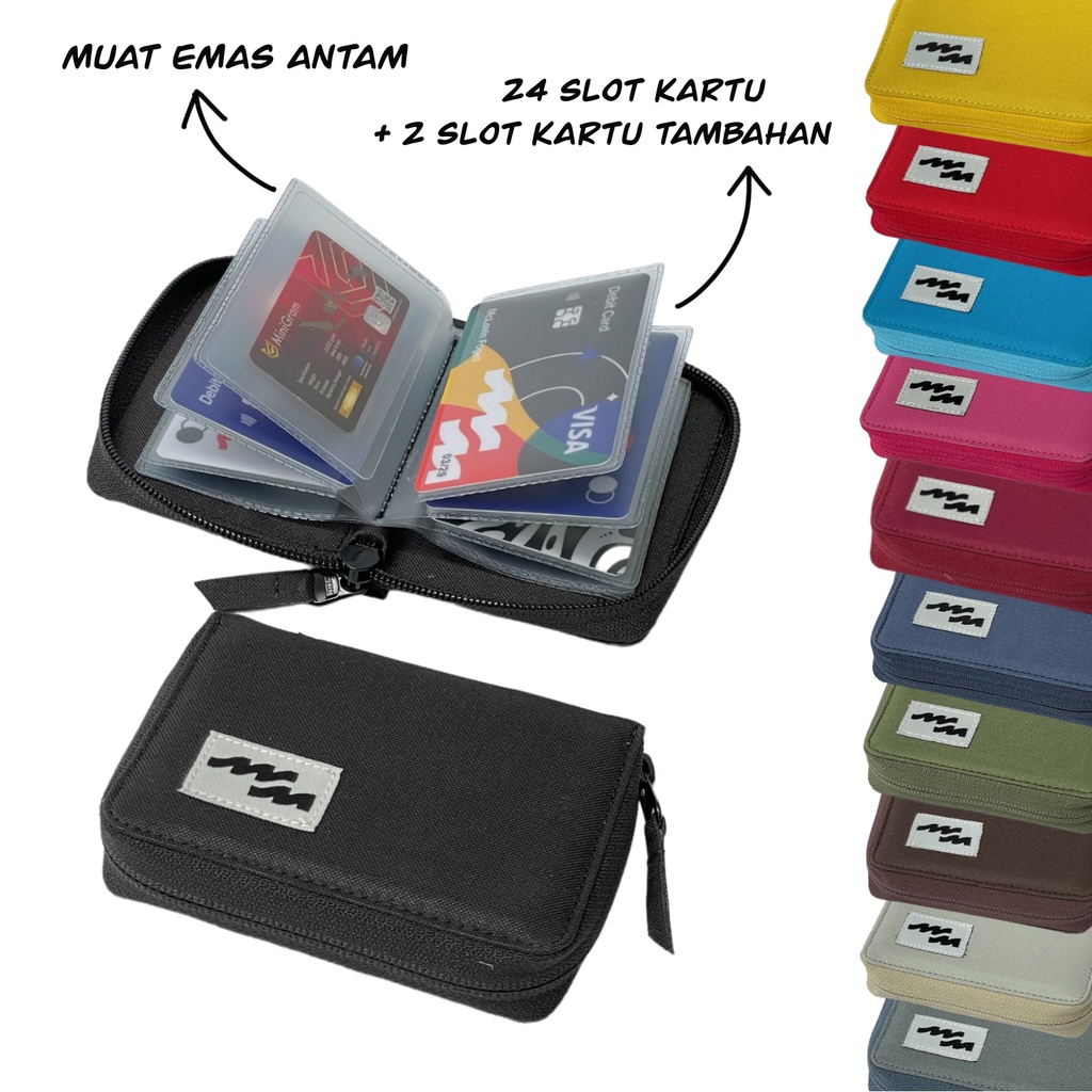 Dompet Kartu Resleting Card Holder Mika Tempat ATM Emas Batangan  24 slot