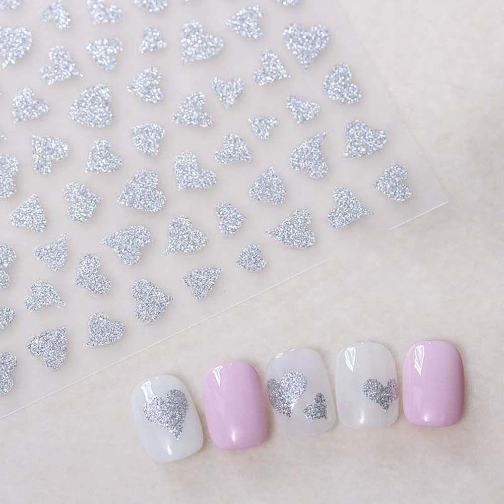 AUGUSTINA Agustina Glitter Stiker Kuku Wanita Cinta Hati Kupu-Kupu Berujung Lima Bintang Stars Nail Decals