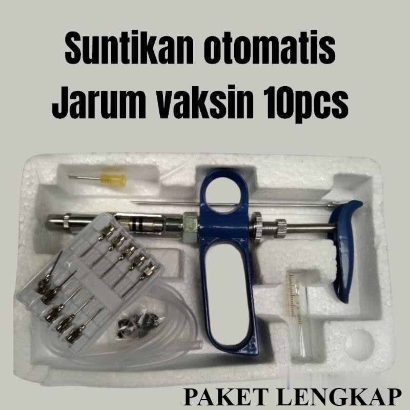 Alat Injeksi Vaksin Dan Jarum 10 Pcs Kapasitas 5ml Isi Ulang Otomatis Suntikan Hewan Ternak Sapi Domba Ayam bukan socorex Bonus jarum