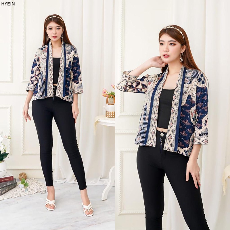 Evercloth Hyein Blazer Batik Wanita Outer Batik Rompi Wanita Jaket Luaran Family Batik Couple Atasan Blouse Batik Bomber Couple Seragam Couple Batik Modern