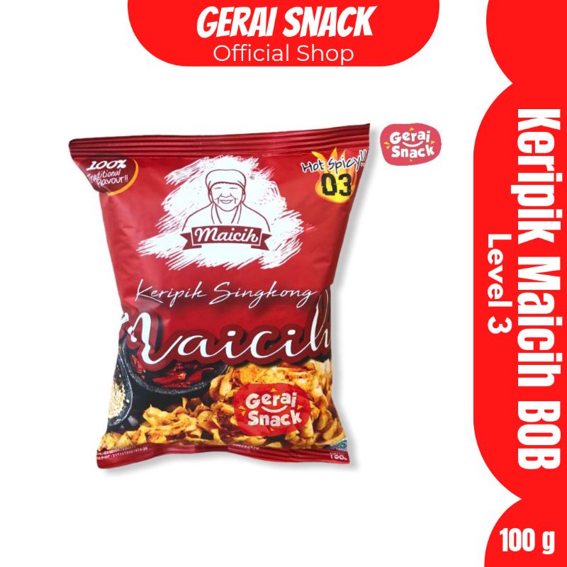 Keripik Singkong Maicih Bob Pedas Level 3 Khas Bandung 100 gr