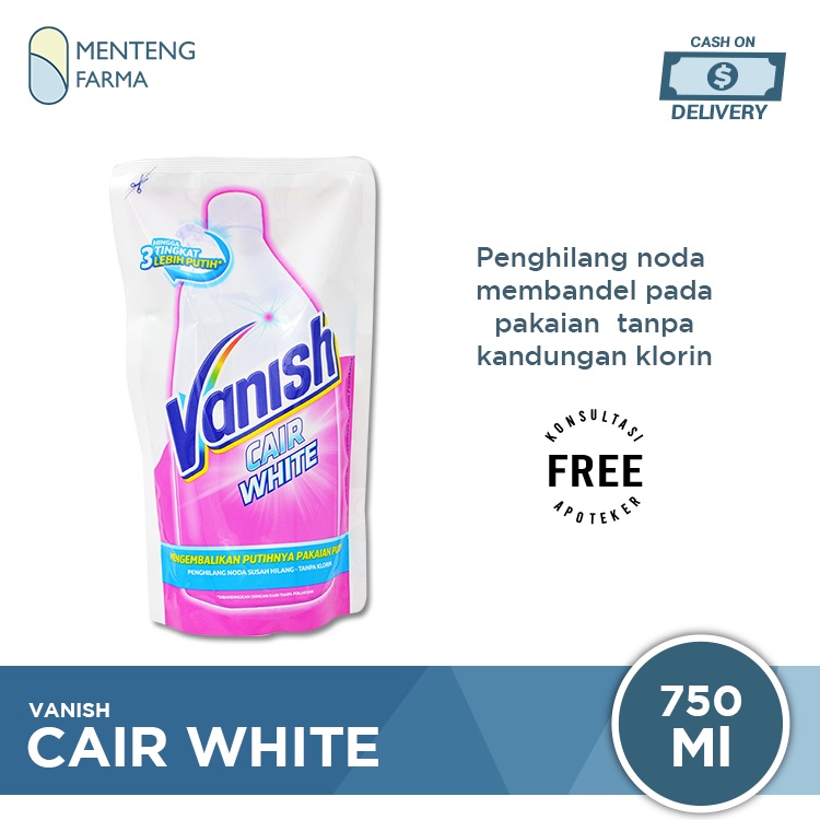 Vanish Cair White Pouch 750 mL - Penghilang Noda Membandel Pakaian Putih Tanpa Klorin