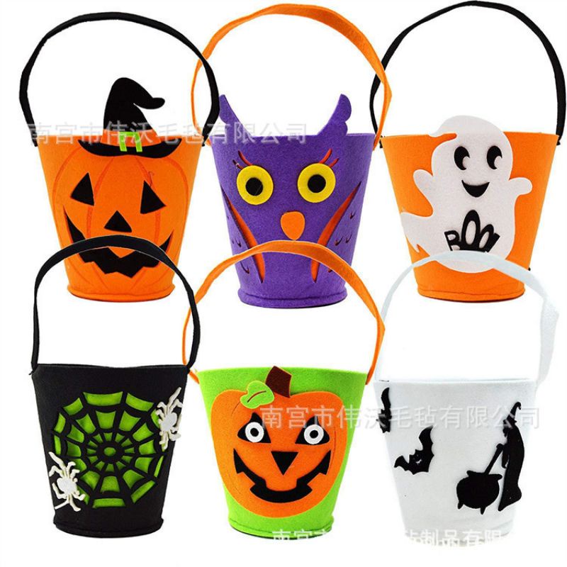 Tas Permen Labu Haloween Candy Bag Trick Or Treat Pumpkin Orange Skull