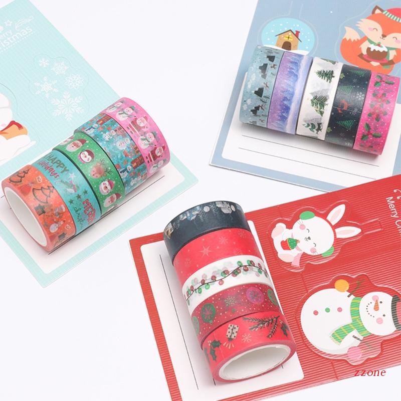 18 Rolls Tapes Washi Motif Pohon Natal Santa Snowflake Untuk Pembungkus Kado Scrapbook Anak Dewasa