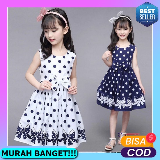 Baju Dres Anak Bayi Cewek/ Perempuan Import Premium Usia 1, 2, 3,4 Tahun Motif Boneka Kantung Atau M
