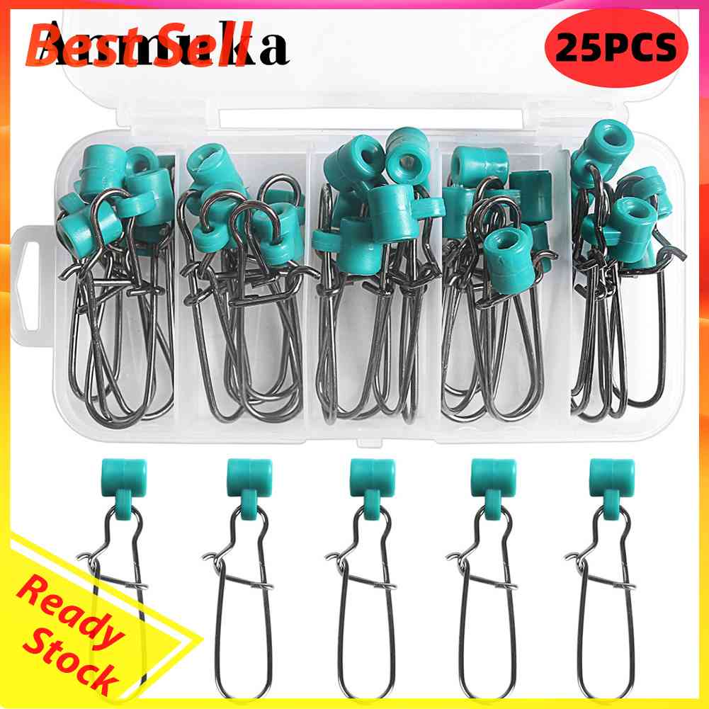 25pcs Snap Swivel Stainless Steel Fishing Connector Clip Fast Clip Lock Pesca
