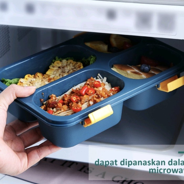 1250ML Kotak Makan 3/4 Grid Sekat Bento Anti Bocor Lunch Box Bekal