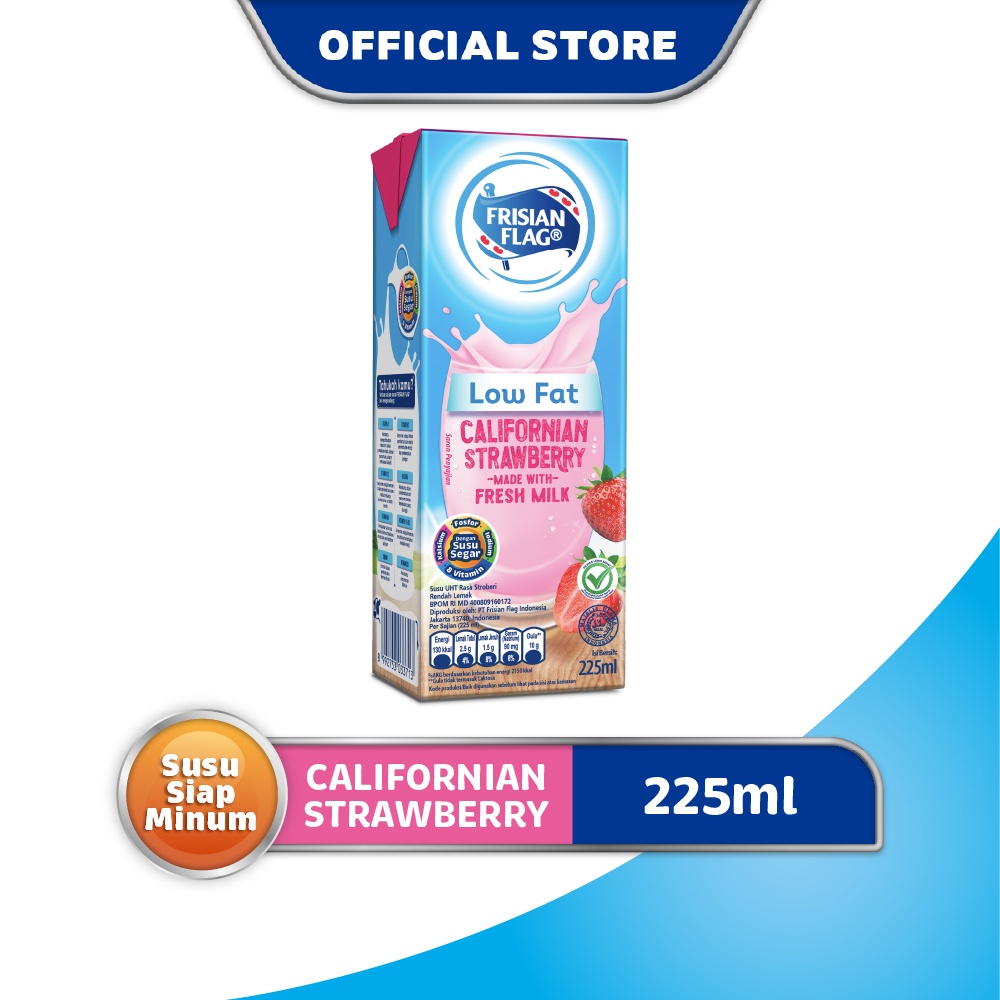 

Frisian Flag UHT PLS Low Fat CAL Strawberry 225 ml // Frisian Flag Low Fat 225ml