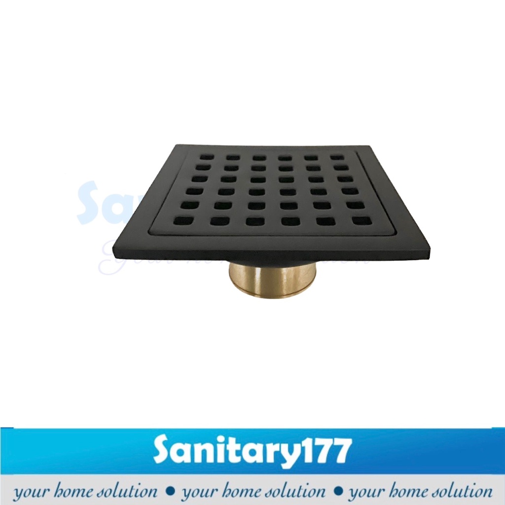 Saringan Got kotak kotak Tebal HITAM 169- Floor Drain minimalis 4inch stainless strainer segiempat Saringan black buangan pembuangan keluar air kamar mandi