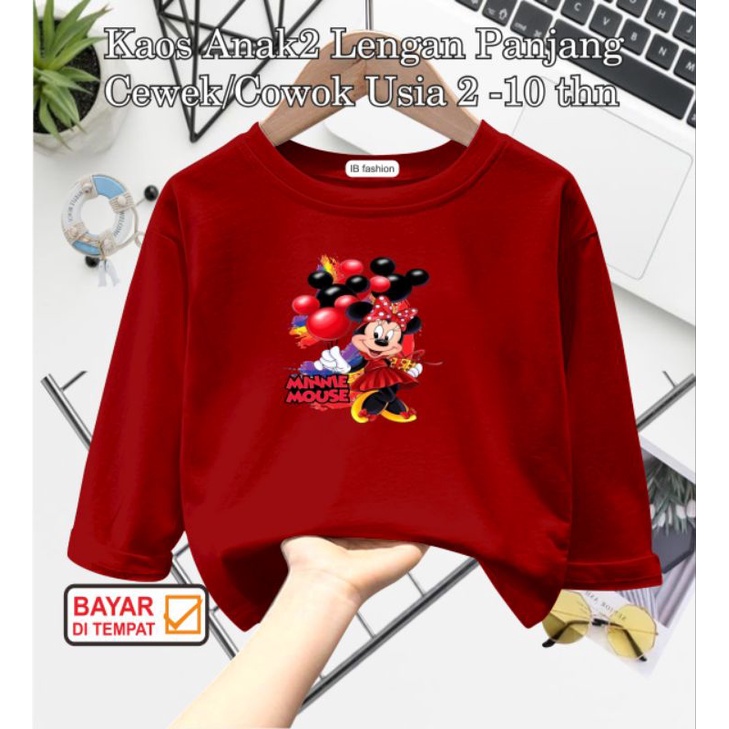 ((IB))KAOS ANAK PEREMPUAN PANJANG/MINNIE BALON DIGITAL SABLON