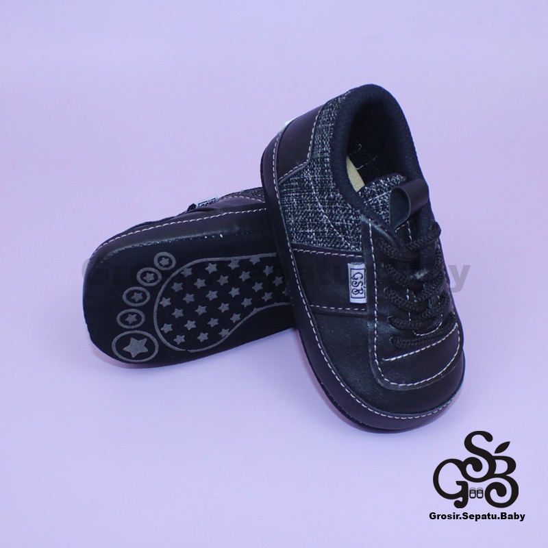 Prewalker - Sepatu Bayi - Baby Shoes | 2-12 bulan | casual KIMMY HITAM polos ringan &amp; fleksibel