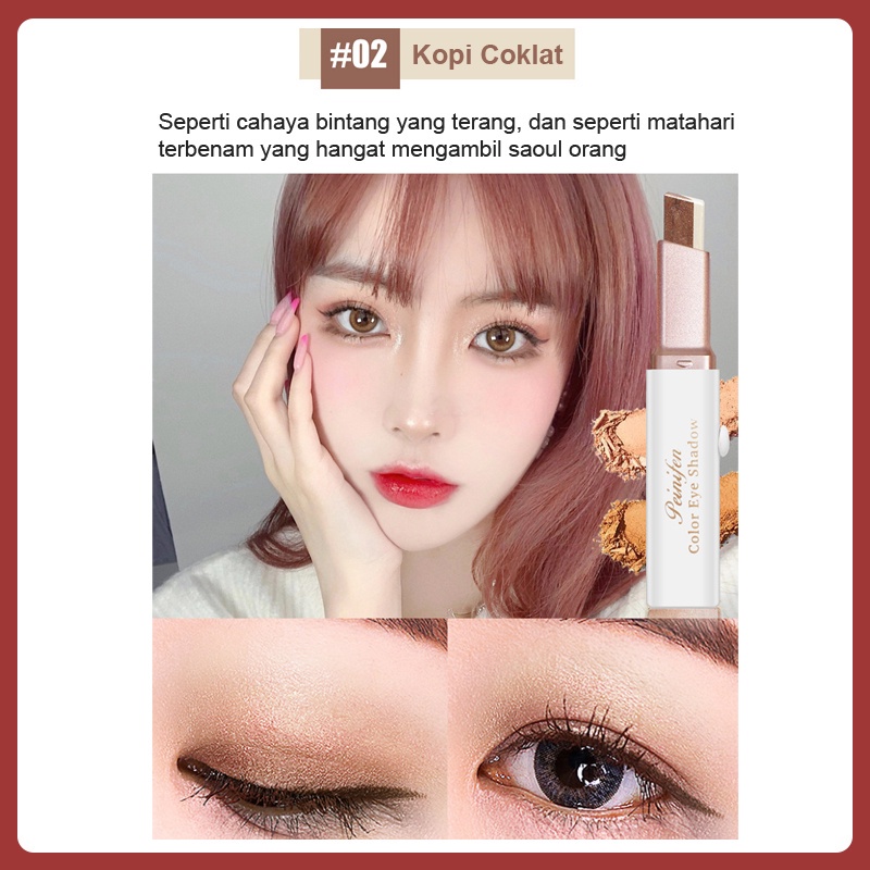 100% YZS eyeshadow stick Asli Beludru Gradien Two-tone Eyeshadow Two-tone Glitter Eyeshadow Tongkat Matte Eyeshadow Makeup Tahan Air Alat Kecantikan bayangan mata tongkat eyeshadow