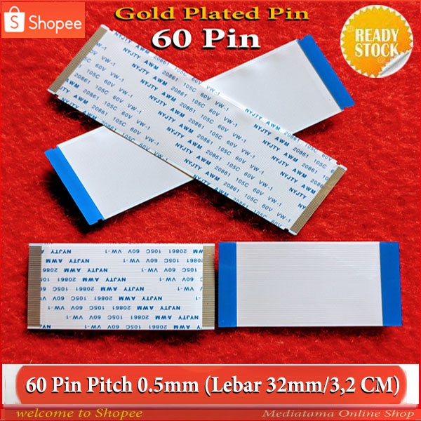 Kabel Flexible TTL T-Con Board 60 Pin AWM 20861 20706 105C 60V VW-1 Gold Plated Lebar 32mm (3,2 CM)