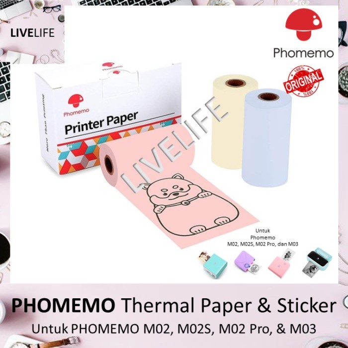 

Kertas Thermal Phomemo Thermal Sticker & Paper Untuk Phomemo M02, M02S, M02 Pro & M03
