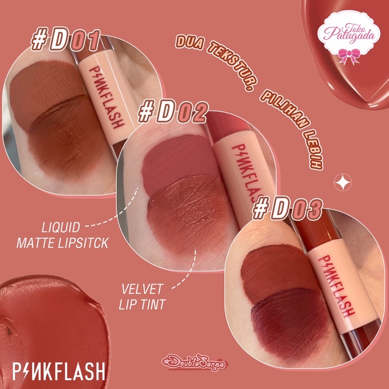 [BISA COD] PINKFLASH #DoubleSense Series 2 In 1 dual-ended lipstick - Pinkflash Duo Lipgloss - Pinkflash Lipstick - Pinkflash PF-L13