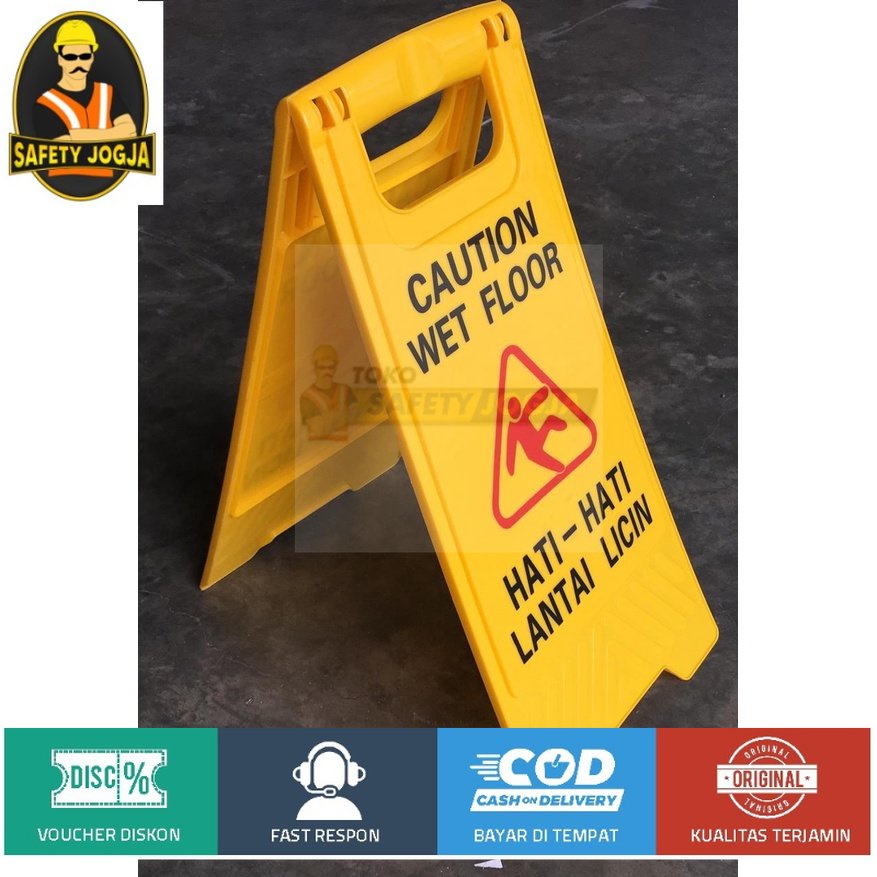 CAUTION WET FLOOR PAPAN PERINGATAN LANTAI BASAH LICIN papan peringatan