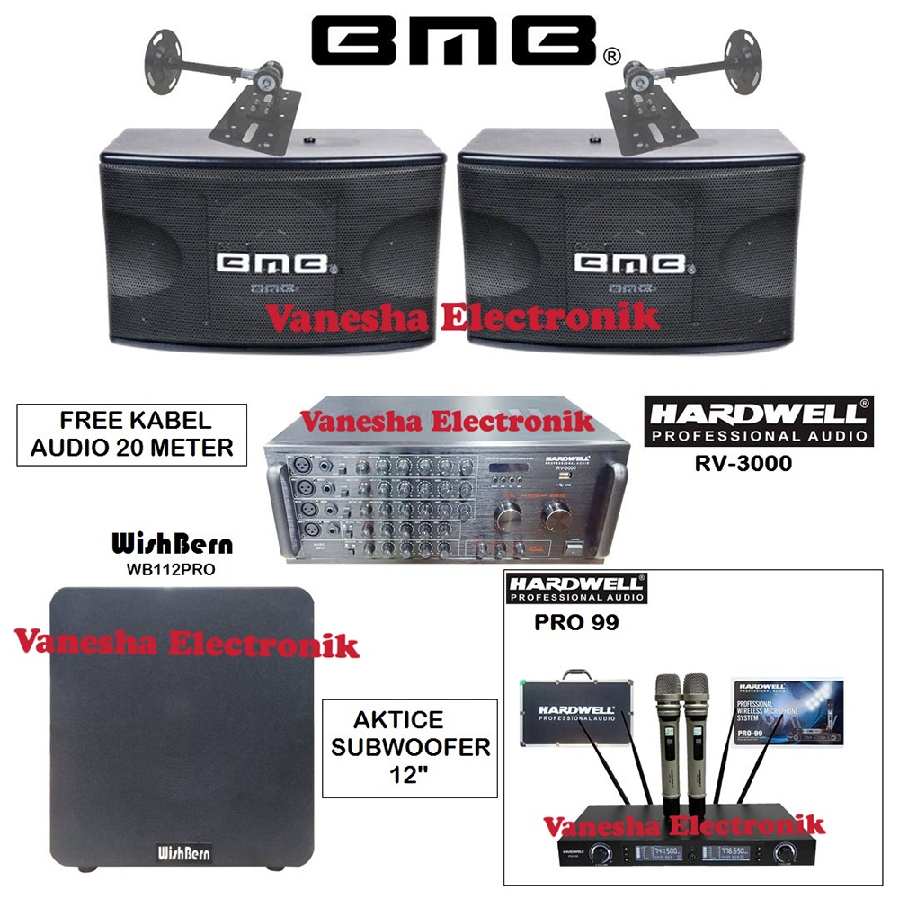 Paket Karaoke 10 Inch BMB CS450V Lengkap Subwoofer 12 Inch