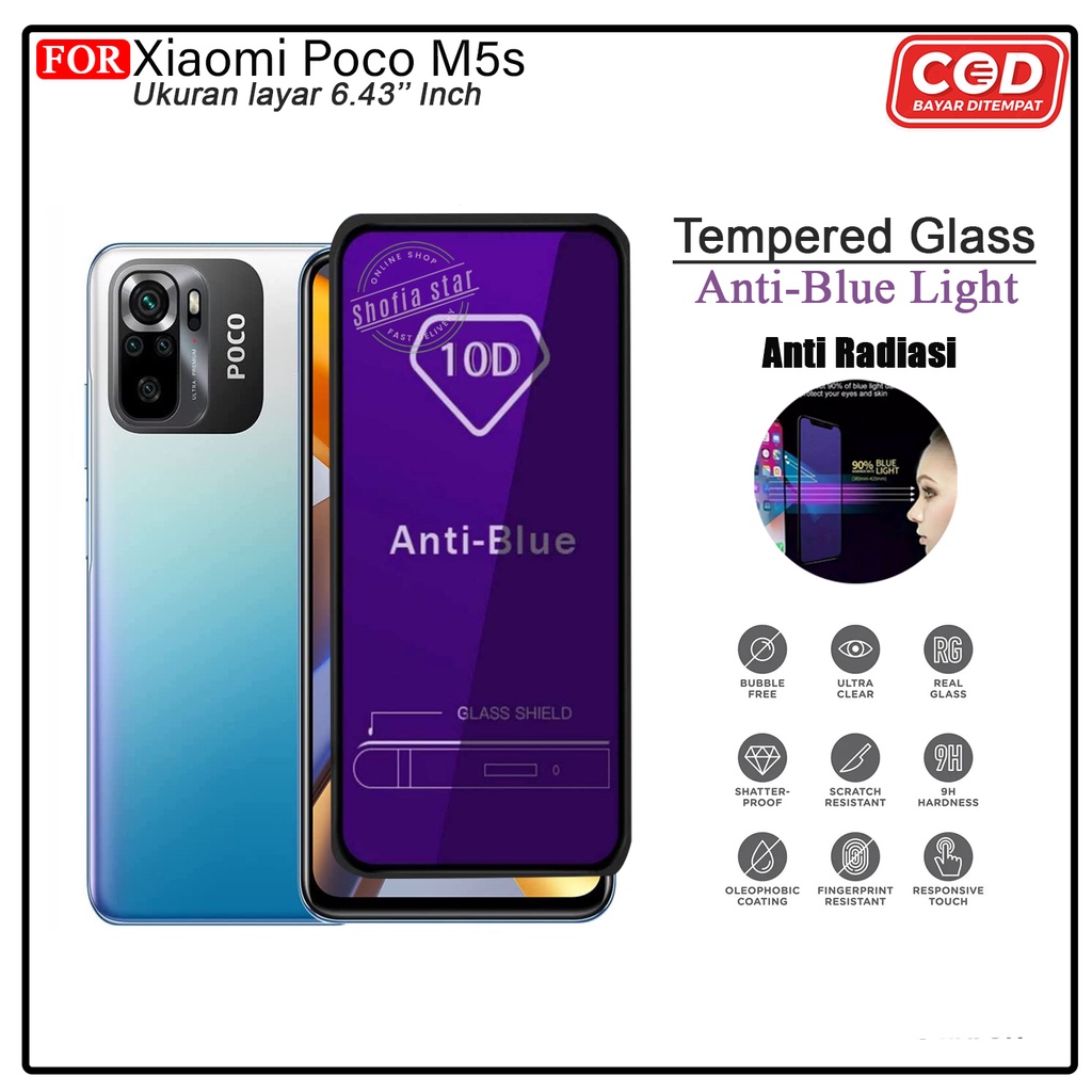 Tempered Glass Ceramik Blue Light Xiaomi Poco M5 Poco F5 M5s X5 5G Anti Gores Anti Radiasi Full Cover