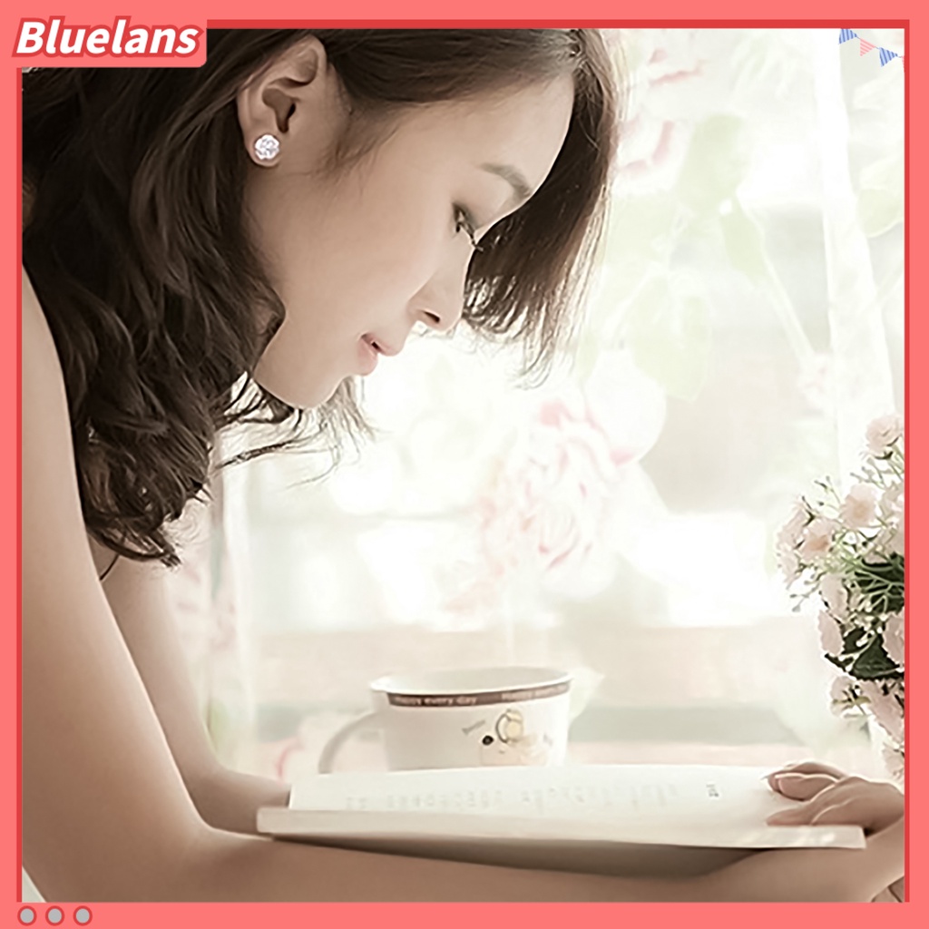 Bluelans 1 Pasang Anting Stud Silver Plated Bentuk Bunga Romantis Untuk Wanita