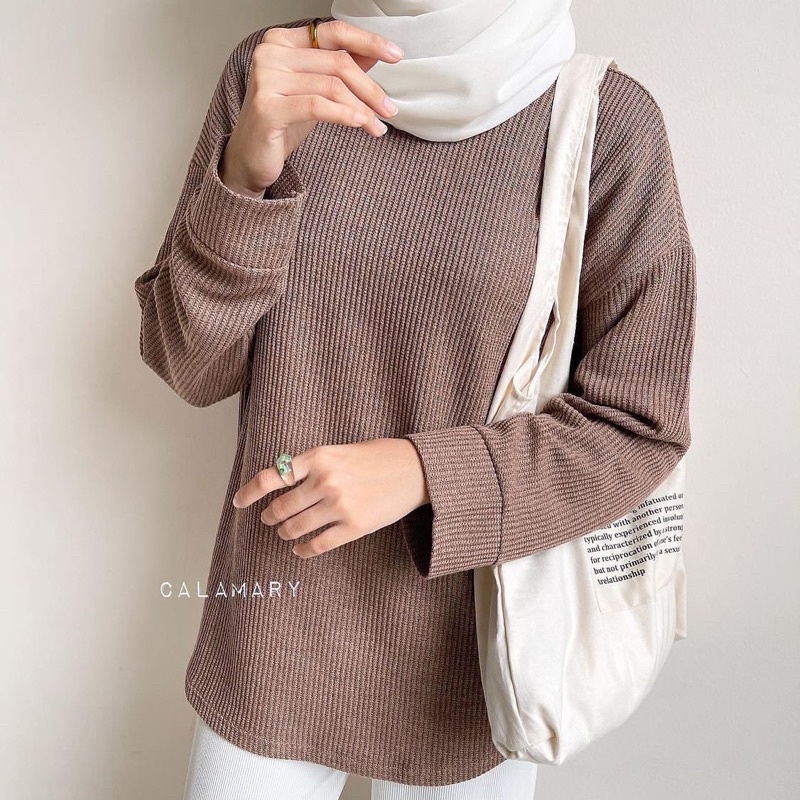 VS - GAMELA SWEATER WAFFLE KNIT / WAFFEL BLOUSE WANITA LONGSLEEVE PREMIUM