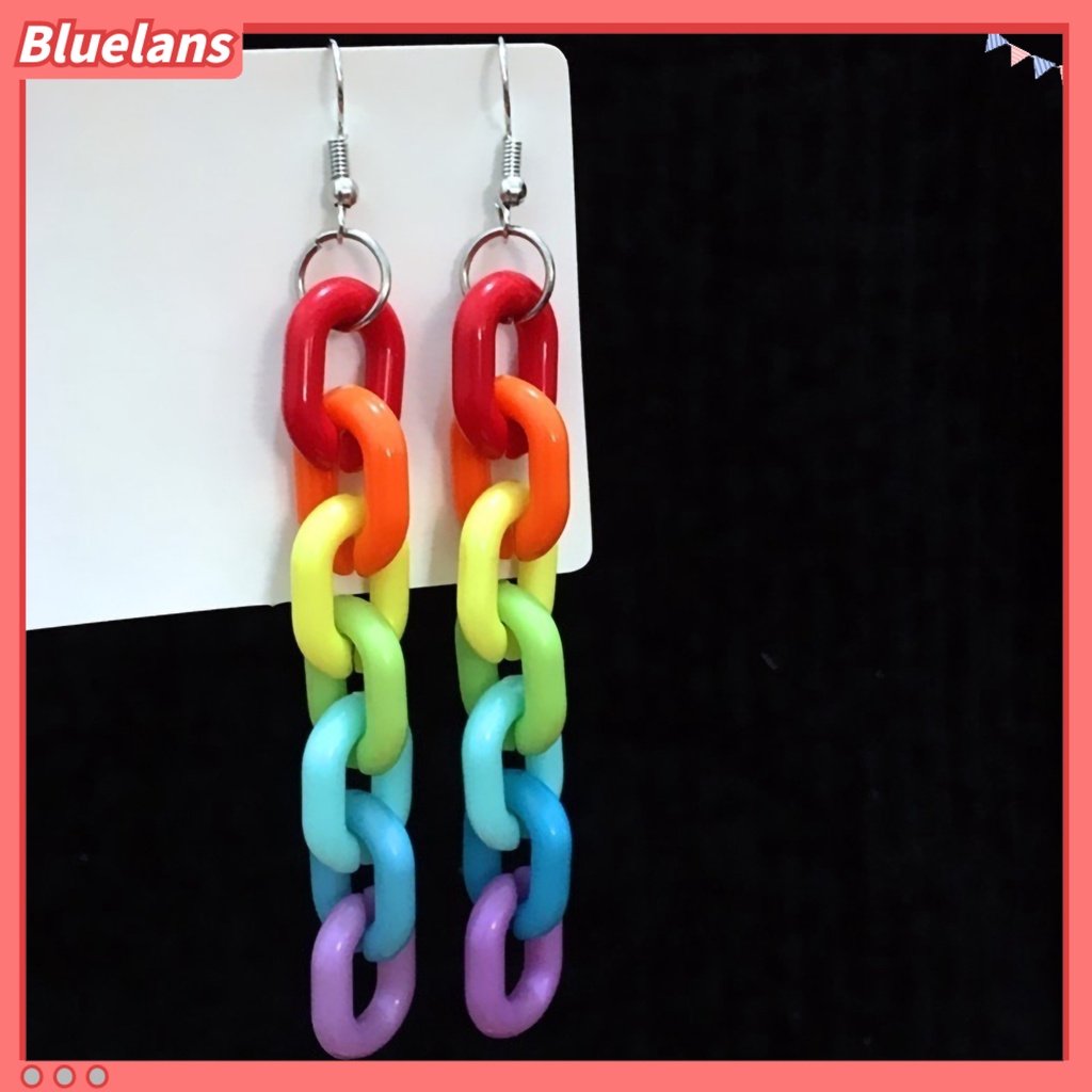 Bluelans Ear Hook Candy Color Creative Acrylic Long Dangle Stylish Ear Pendant