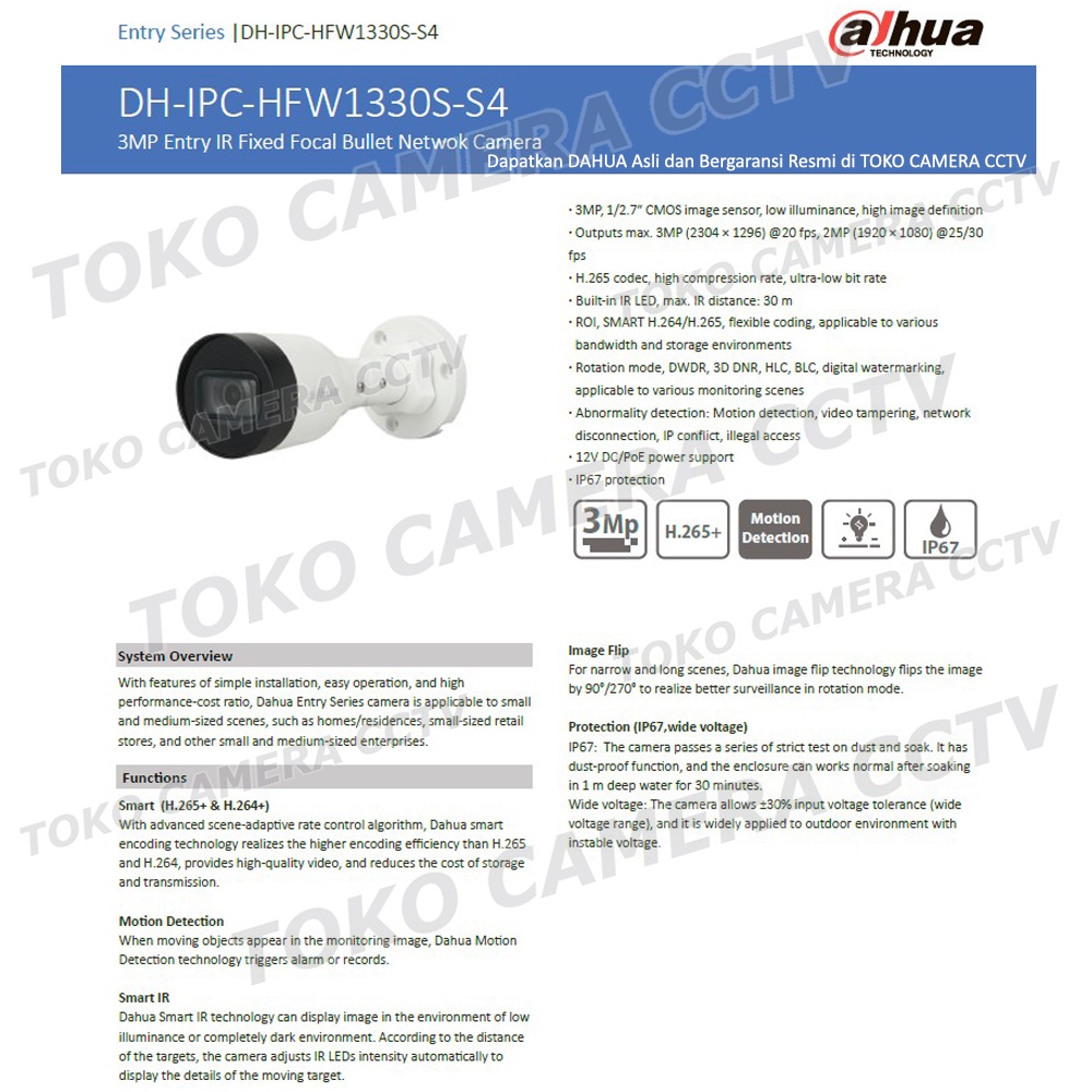 IP CAMERA 3MP DAHUA IPC-HFW133051P-S4 IP KAMERA CCTV POE