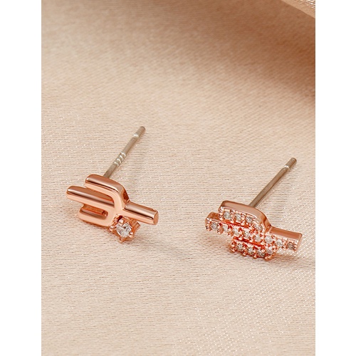 LRC Anting Tusuk Fashion Rose Gold Asymmetric Cactus V35583