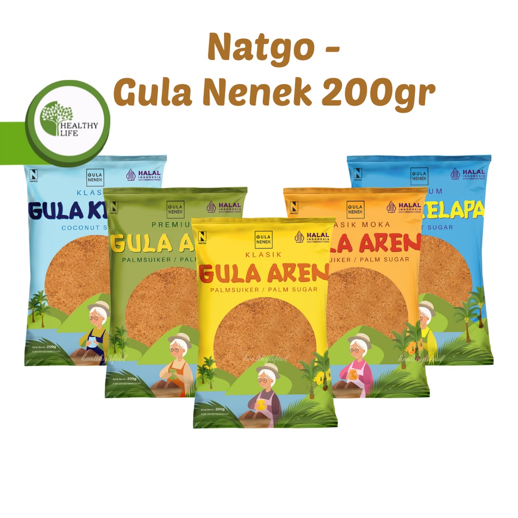 Natgo - Gula Nenek - Gula Aren Bubuk Palm Sugar / Gula Kelapa Bubuk Coconut Sugar 200gr