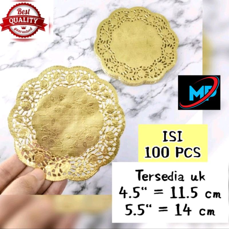 [ 100 PCS ] Kertas Renda / Doyleys Warna EMAS uk 4.5" dan 5.5" ~ LUXURY