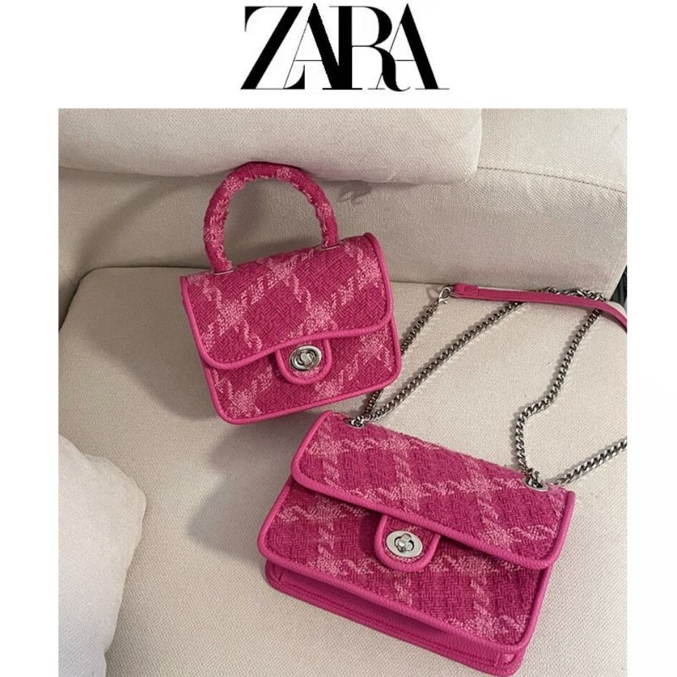 Suhao ZARA tas tas wanita 2022 baru rose red chain messenger bag high-end tas tangan gaya asing kecil