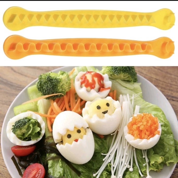 2 Pcs Set Alat Pemotong Telur Rebus Bentuk Bunga Bento Egg Cutter