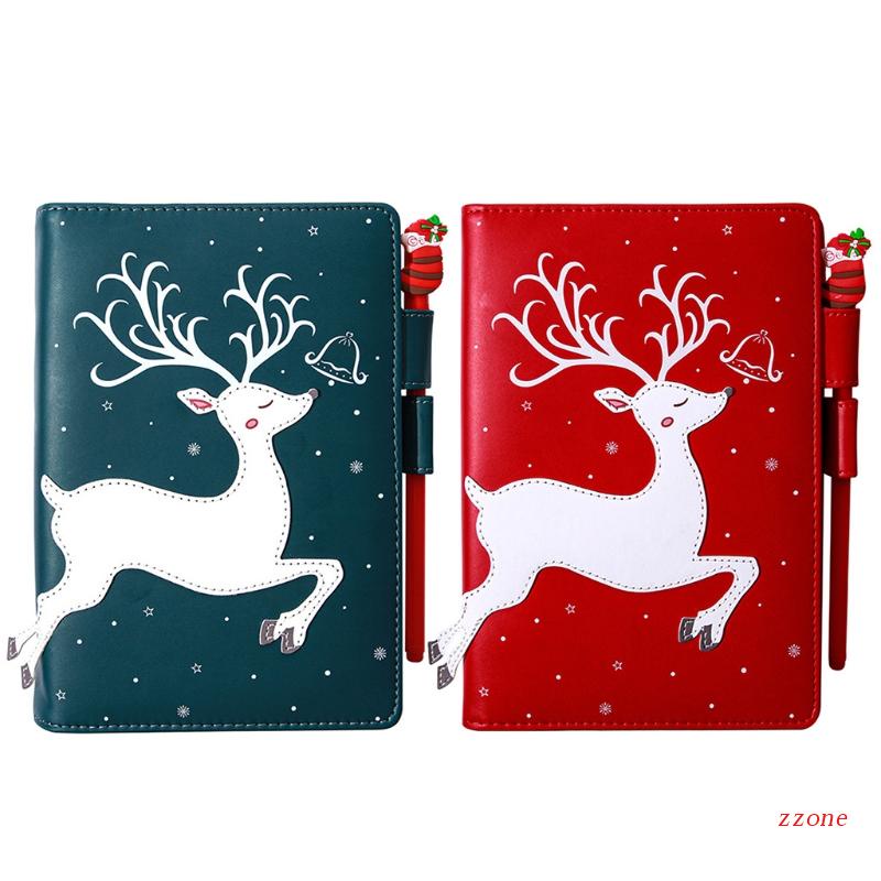 Zzz Buku Agenda / Diary / Jurnal / Notebook Cover Kulit Rusa Natal Dengan Pulpen