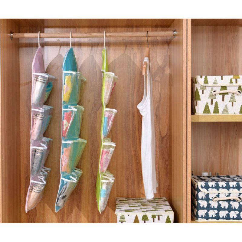 Pouch Hanging organizer / Gantungan celana dalam / gantungan dasi atau dalaman 16 sekat / Hanging korea set