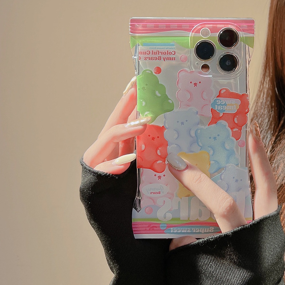 Ins Soft Case Silikon Transparan Motif Kartun Beruang Fudge Untuk Iphone 14 11 12 13 PRO MAX