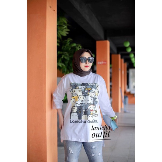 KAOS PUTIH/ATASAN WANITA OVERSIZE/OVERSIZE LANICHA ORIGINAL