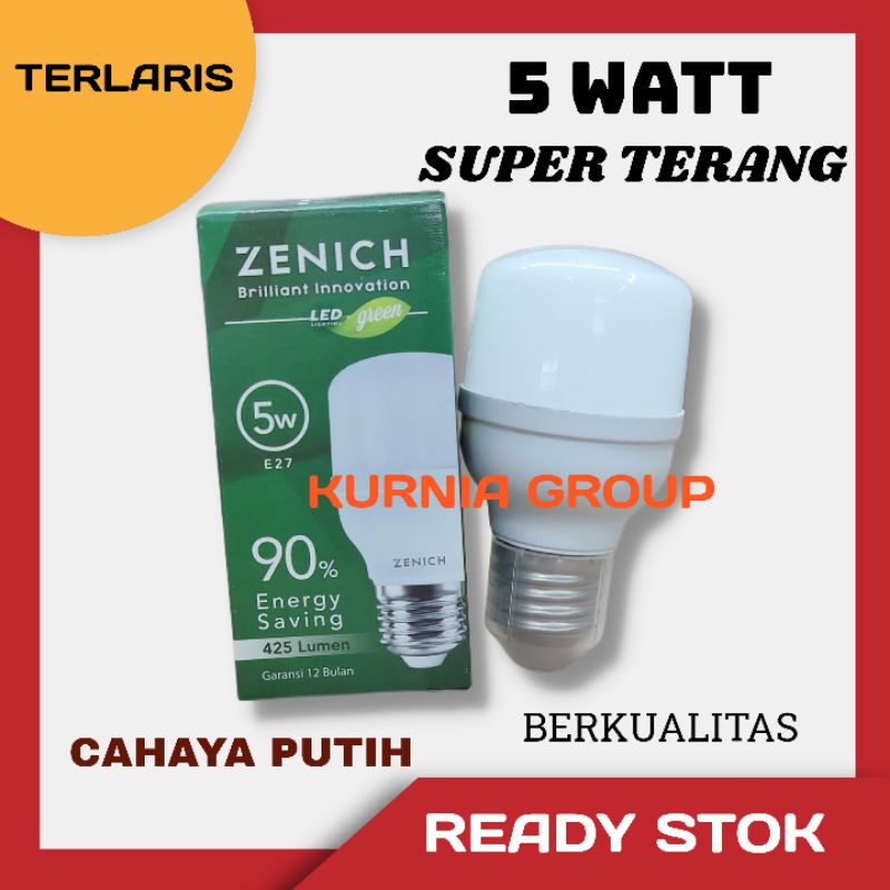 LAMPU LED 5W MURAH KAPSUL ZENICH GREEN TERANG ISTIMEWA KAPSUL PUTIH 5WATT E27 TERMURAH TERLARIS 220V