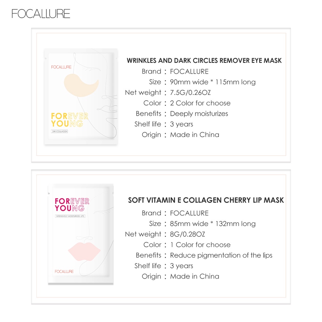 FOCALLURE Vitamin E Cherry Lip Mask &amp; Eye mask Skin Care Untuk Mata FASC02